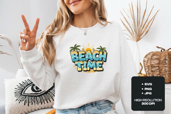 Beach Time Summer Tropical Design: Graphics & T-Shirt Designs