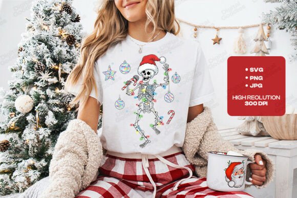 Funny Skeleton Christmas Party Design Graphics for T-Shirt Designs
