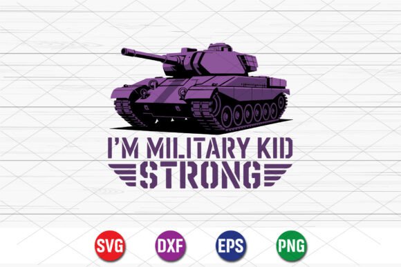 Military Kid Strong Tank Design Graphics for T-Shirt Designs
