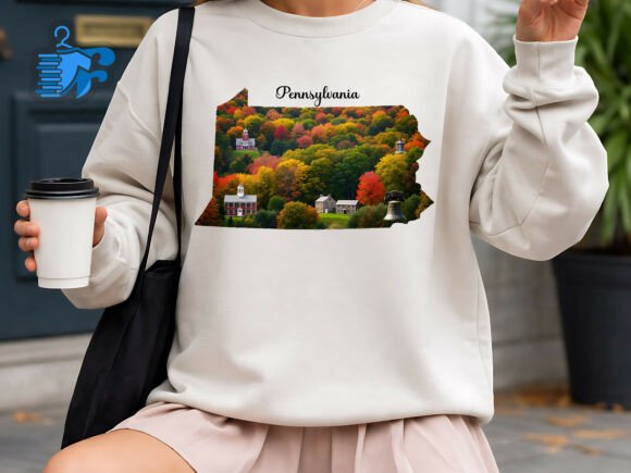 Pennsylvania Fall Landscape Graphics for T-Shirt Designs
