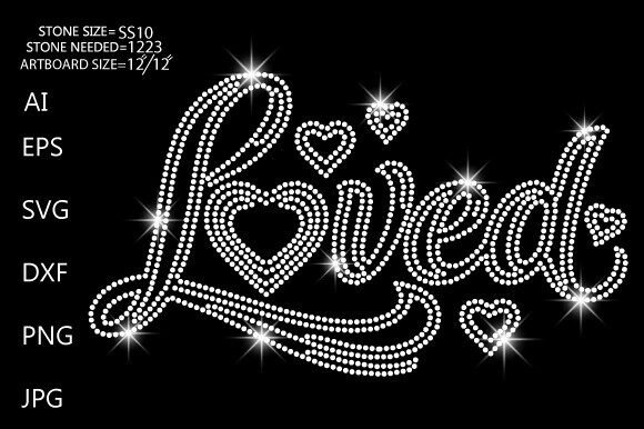 Rhinestone Loved Heart Graphics for T-Shirt Designs