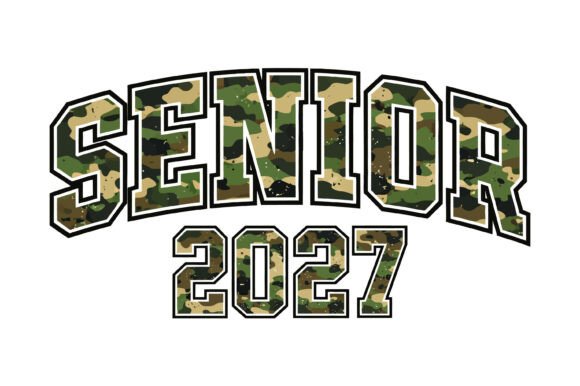 Senior 2027 Camo Varsity Graphics for T-Shirt Designs