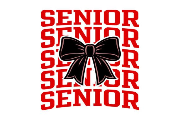 Senior Red Bow Graduation Graphics & T-Shirt Designs