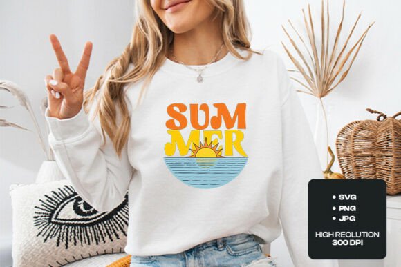 Summer Sunset Ocean Graphics for T-Shirt Designs